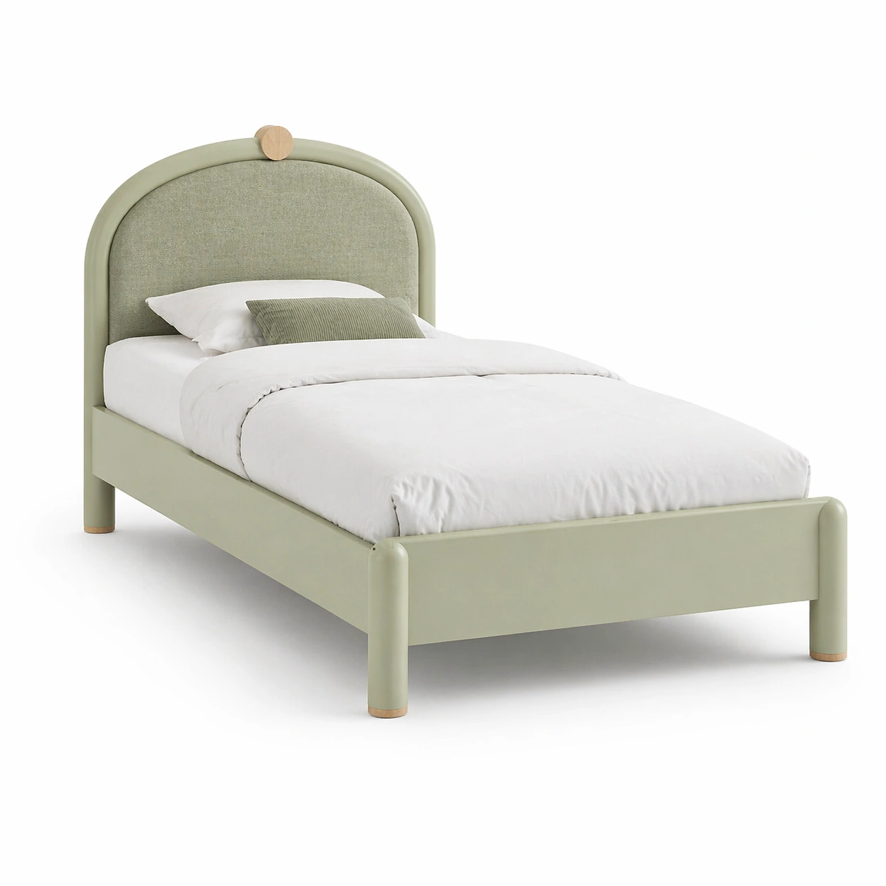 Cama individual verde tapizada moderna-selviao